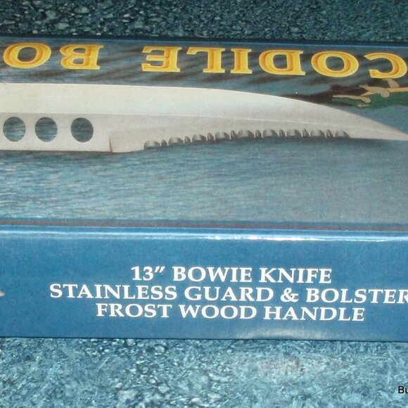 13" Chipaway Cutlery Crocodile Bowie Knife SS 8.25" Blade W Frost Wood Handle - Picture 3 of 3